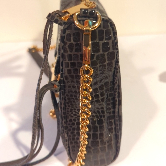 Rebecca Minkoff MAC Crocodile Embossed Black Leather Messenger Crossbody - Picture 11 of 16